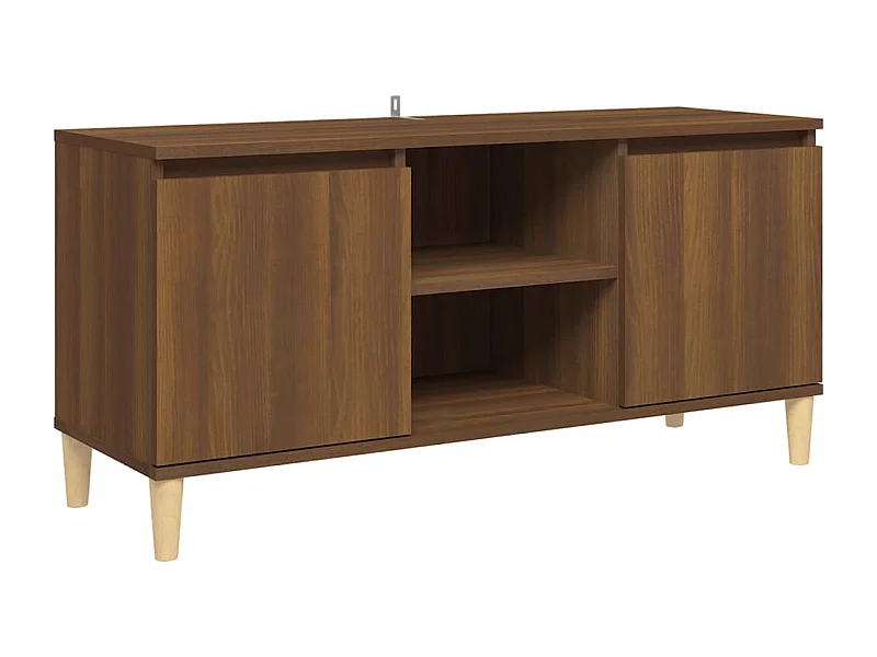 Xara  Mueble de TV patas madera maciza marrón roble 103,5x35x50 cm