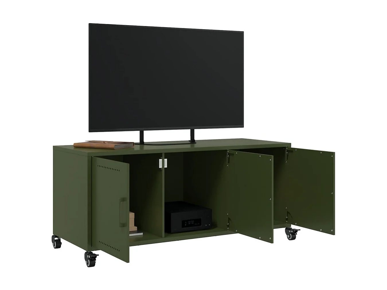 Tours  Meuble TV vert olive 100,5x39x43,5 cm acier