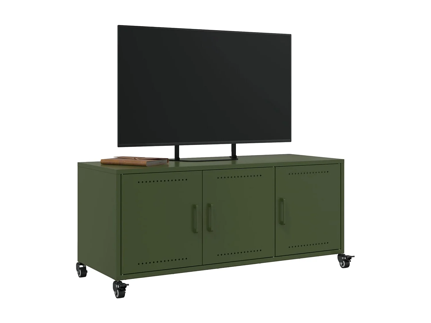 Tours  Meuble TV vert olive 100,5x39x43,5 cm acier