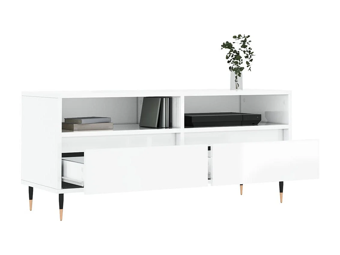 Milo  Meuble TV blanc brillant 100x34,5x44,5 cm bois d'ingénierie