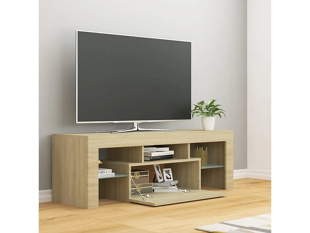 Aiden  Mueble de TV con luces LED roble Sonoma 120x35x40 cm
