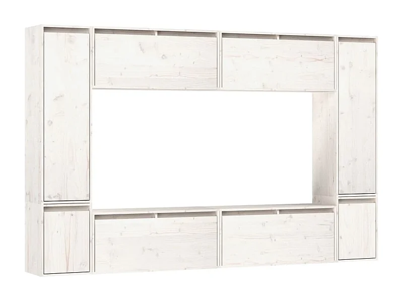 Keegan  Meubles TV 8 pcs Blanc Bois massif de pin