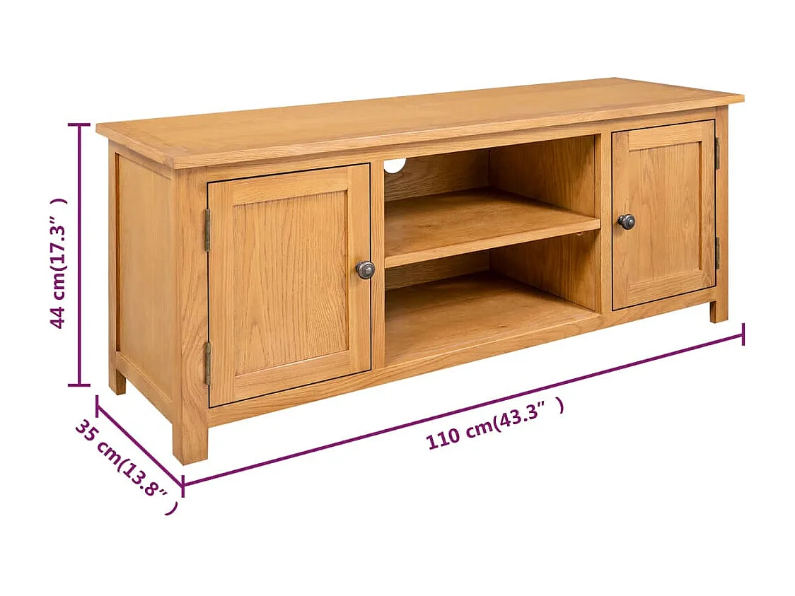 Garden Furniture -  Meuble TV 110x35x44 cm Bois de chêne massif