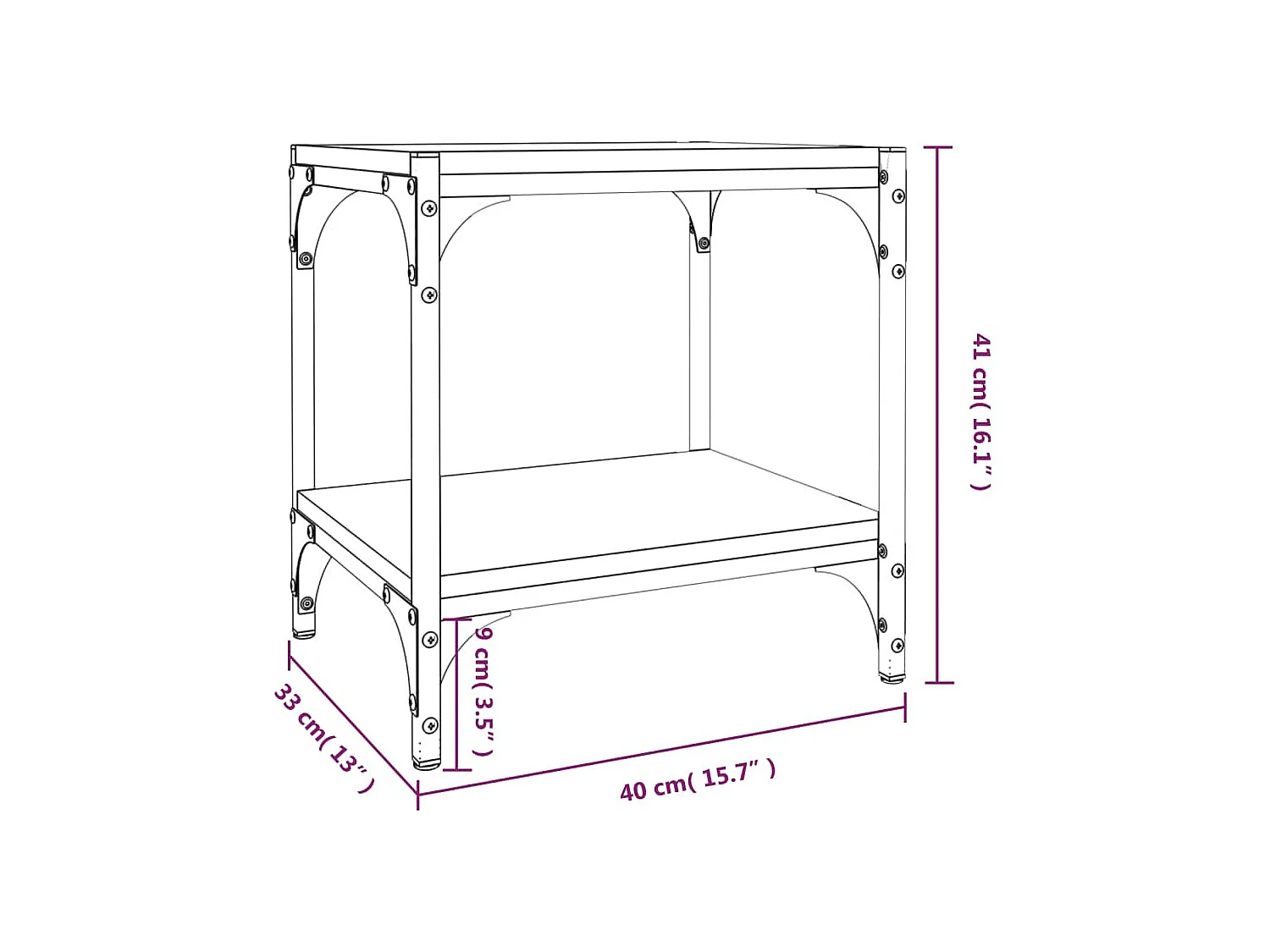Foster City  Tv-meubel 40x33x41 cm bewerkt hout en staal zwart