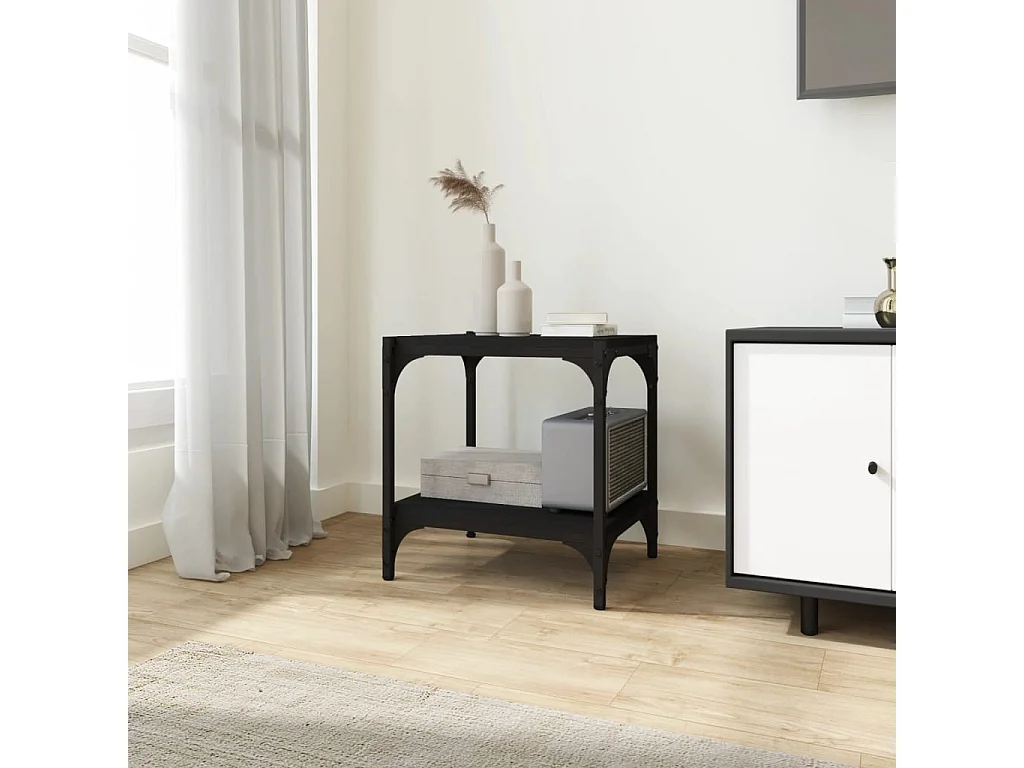 Foster City  Tv-meubel 40x33x41 cm bewerkt hout en staal zwart