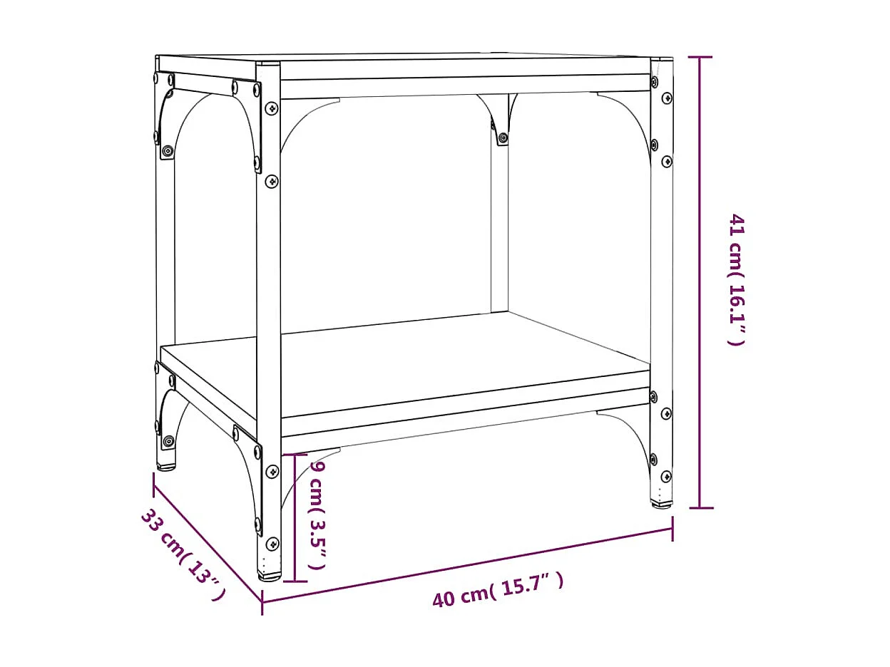 Foster City  Tv-meubel 40x33x41 cm bewerkt hout en staal zwart