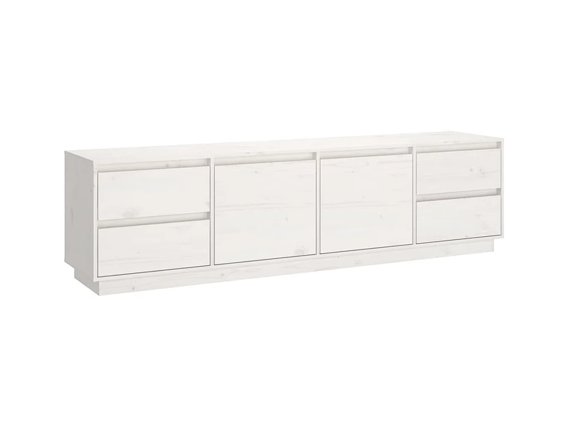 Orvil  Meuble TV Blanc 176x37x47,5 cm Bois de pin massif