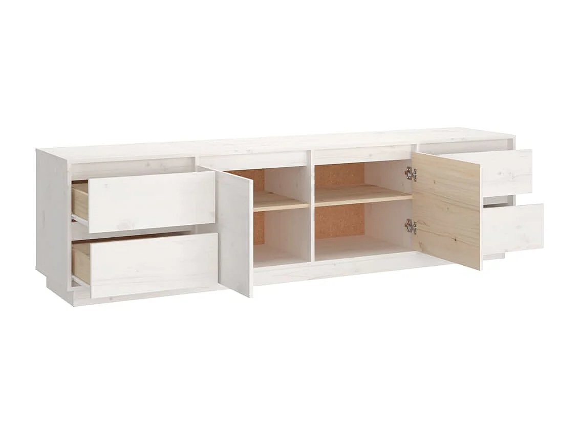 Orvil  Meuble TV Blanc 176x37x47,5 cm Bois de pin massif
