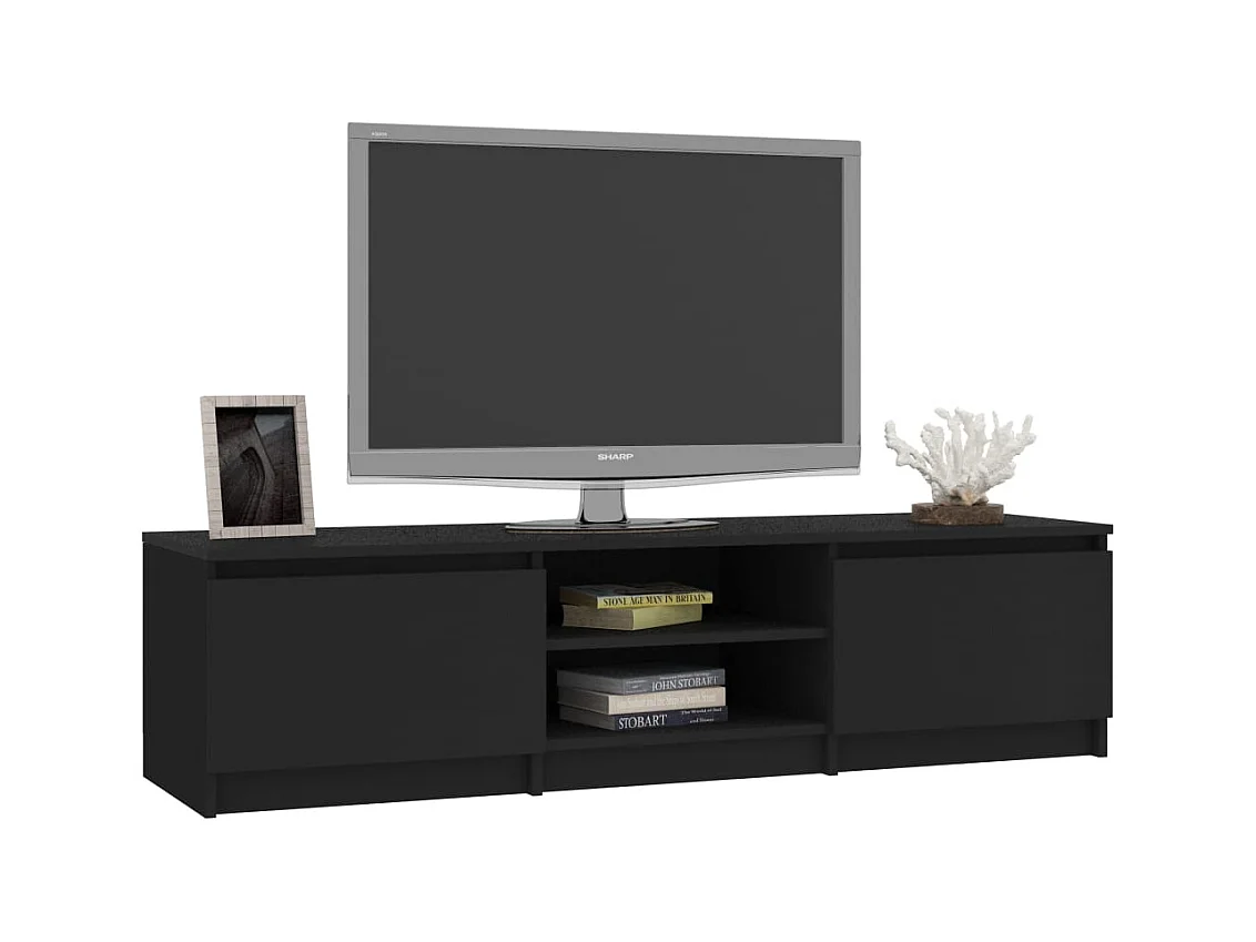 Kingman  Meuble TV Noir 140x40x35,5 cm Bois d'ingénierie