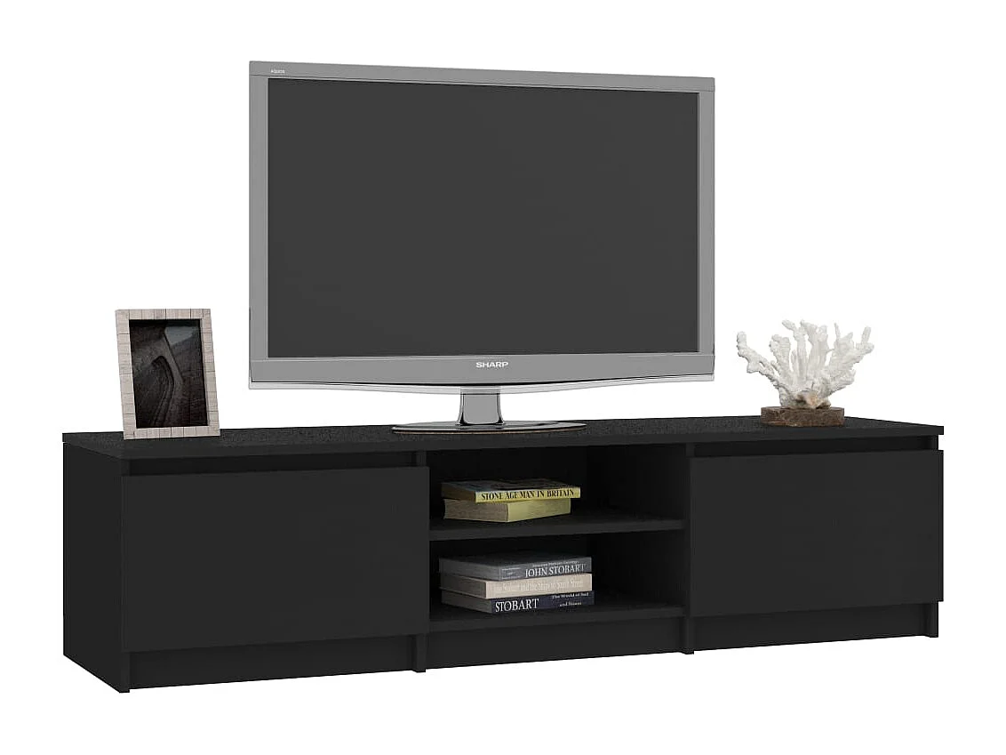 Kingman  Meuble TV Noir 140x40x35,5 cm Bois d'ingénierie