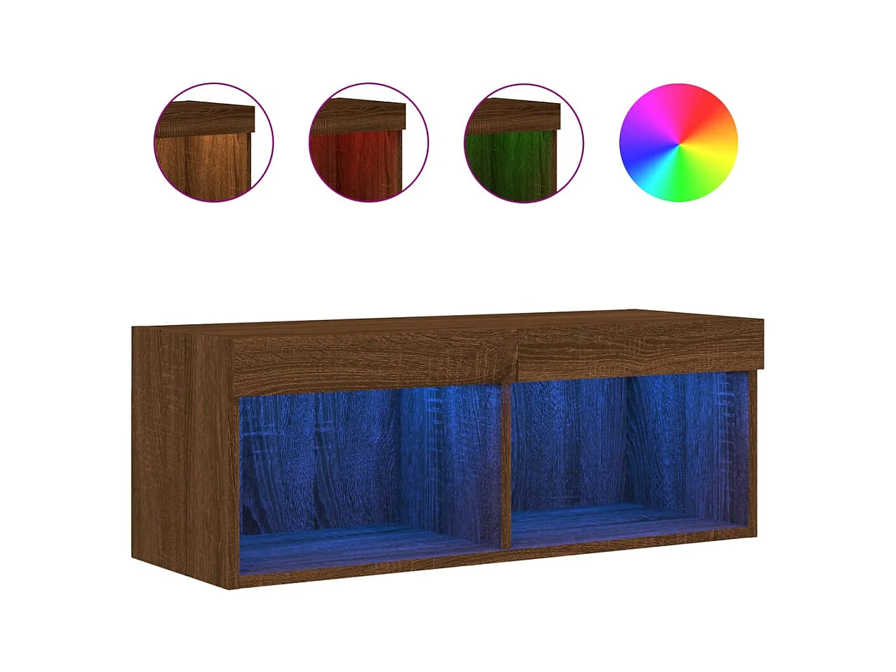 Mano  Tv-meubel met LED-verlichting 80x30x30 cm bruin eikenkleur