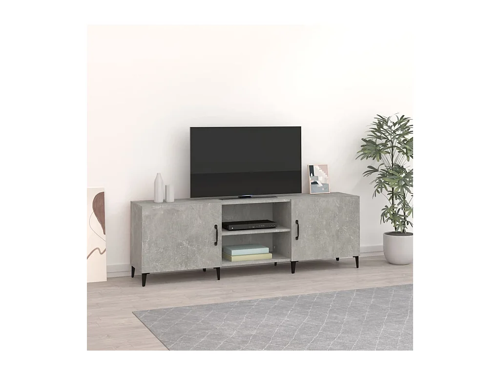 Aglish  Meuble TV gris béton 150x30x50 cm bois d'ingénierie