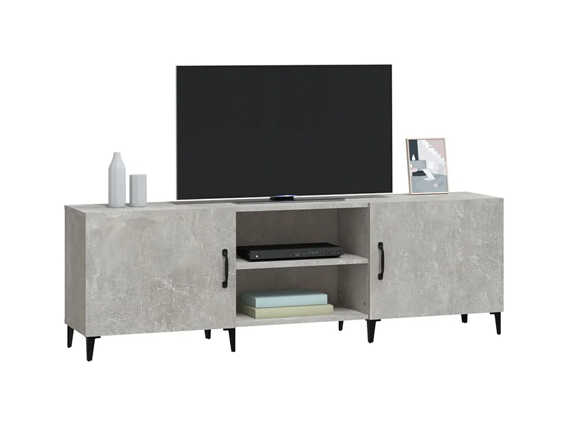 Aglish  Meuble TV gris béton 150x30x50 cm bois d'ingénierie
