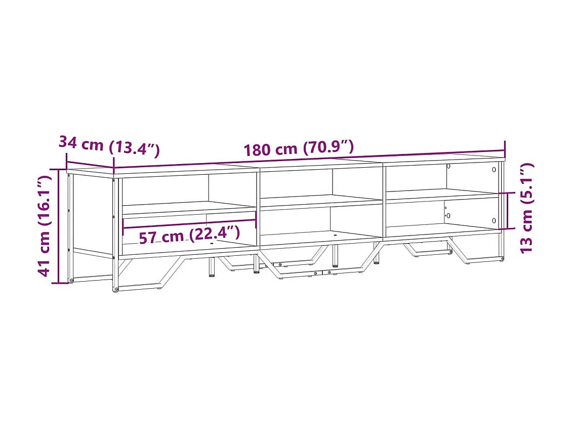 Zylar  Mueble de TV madera de ingeniería roble marrón 180x34x41 cm