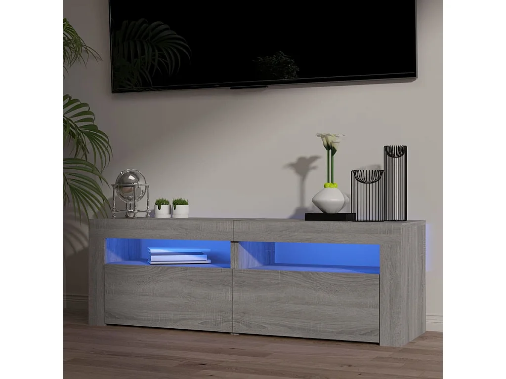 Denril  Meuble TV avec lumières LED sonoma gris 120x35x40 cm