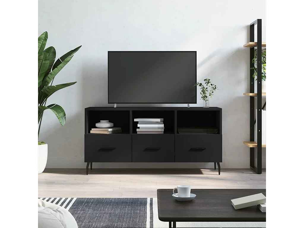 Xandir  Meuble TV noir 102x36x50 cm bois d'ingénierie