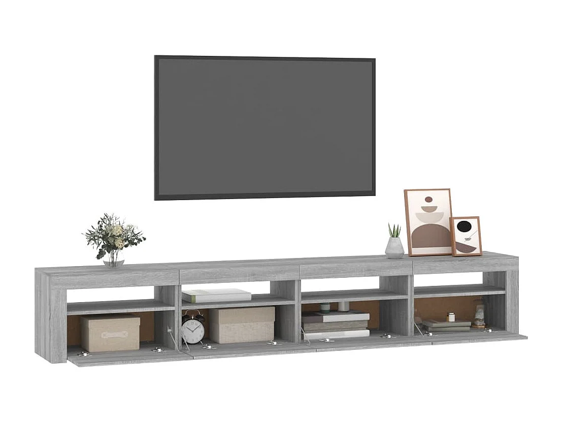 Cincinnatus  Meuble TV avec lumières LED Sonoma gris 240x35x40 cm