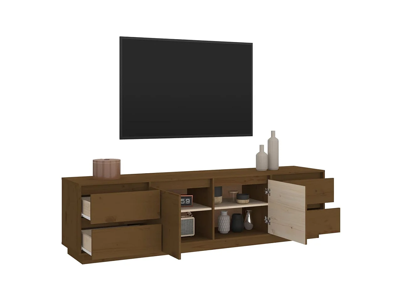 Orvil  Meuble TV Marron miel 176x37x47,5 cm Bois de pin massif