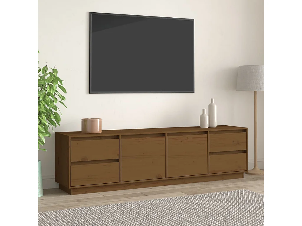 Orvil  Meuble TV Marron miel 176x37x47,5 cm Bois de pin massif