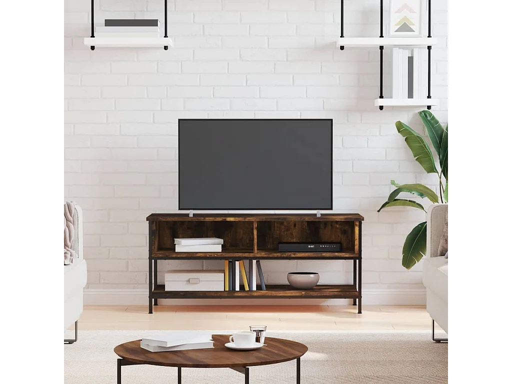 Thilda  Meuble TV chêne fumé 100x35x45 cm bois d'ingénierie