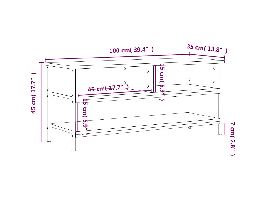 Thilda  Tv-meubel 100x35x45 cm bewerkt hout gerookt eikenkleurig
