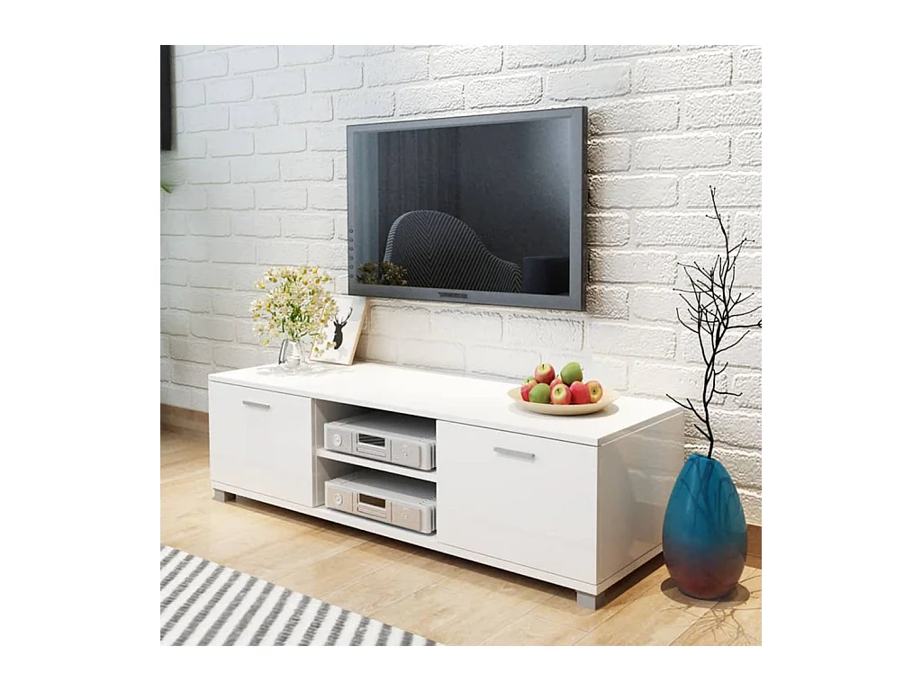 Stuarts Draft  Mueble de TV blanco brillo 140x40,5x35 cm