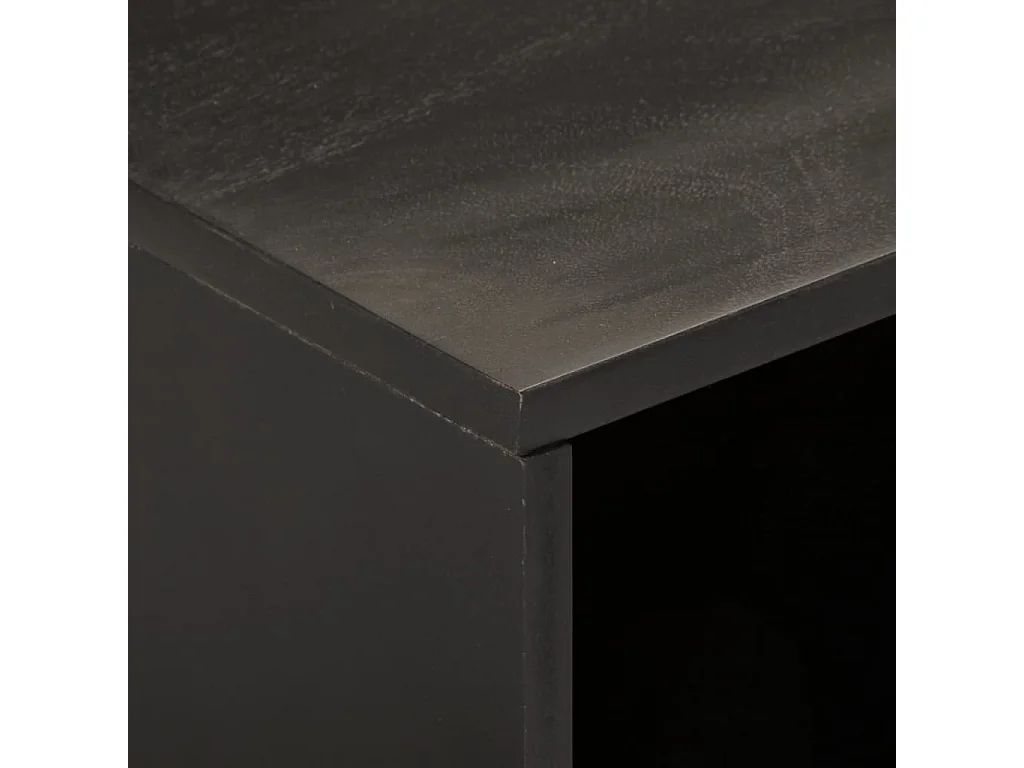 Mjolen  Mueble de TV madera maciza de mango negro 80x31x46 cm