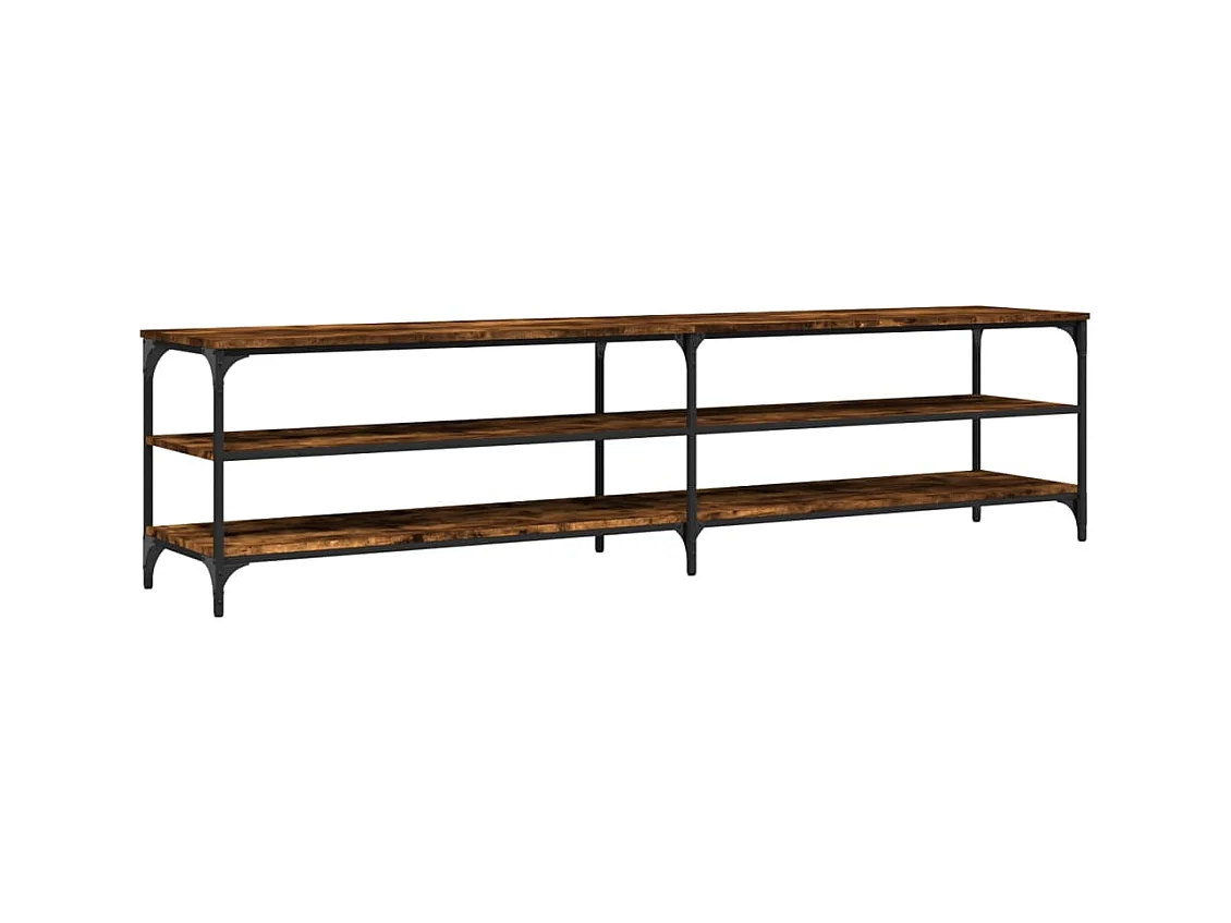 Chiloquin  Meuble TV chêne fumé 200x30x50 cm bois d'ingénierie et métal