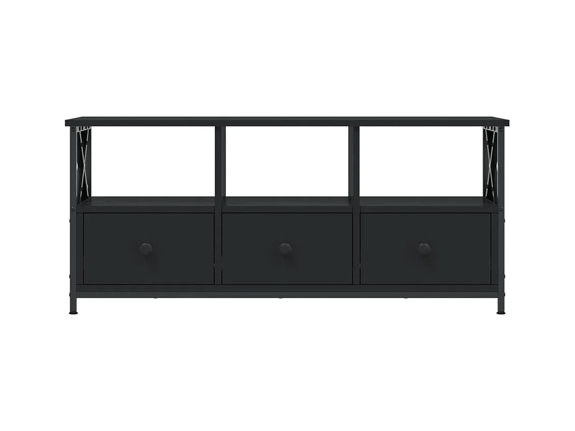 Sophie-Bernadette-Marie  Meuble TV noir 102x33x45 cm bois d'ingénierie et fer
