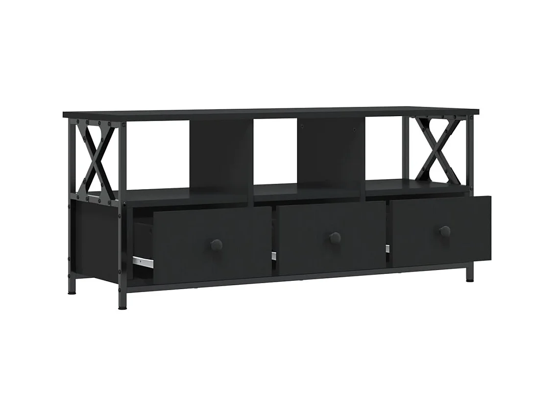 Sophie-Bernadette-Marie  Mueble de TV erro y madera contrachapada negro 102x33x45 cm