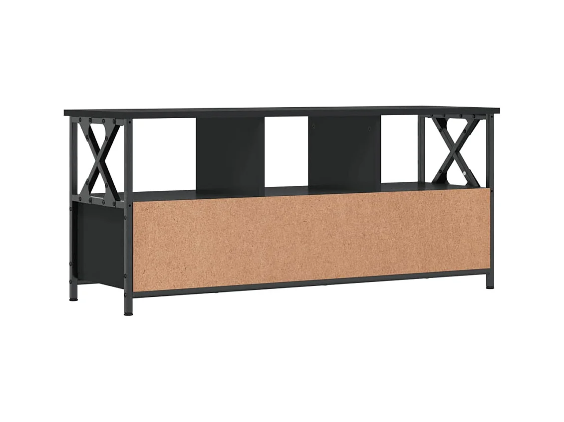 Sophie-Bernadette-Marie  Mueble de TV erro y madera contrachapada negro 102x33x45 cm