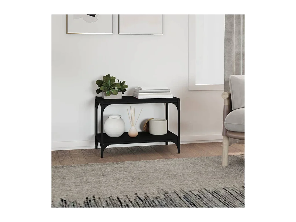 Foster City  Meuble TV Noir 60x33x41 cm Bois d'ingénierie et acier