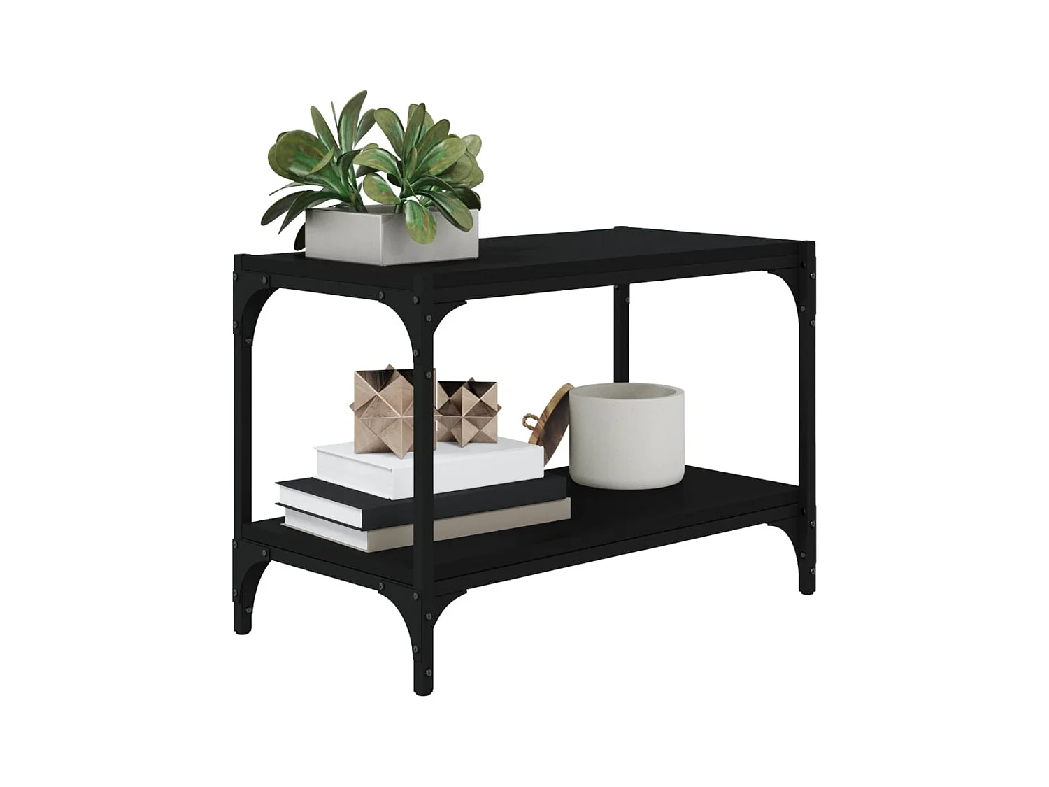 Foster City  Meuble TV Noir 60x33x41 cm Bois d'ingénierie et acier