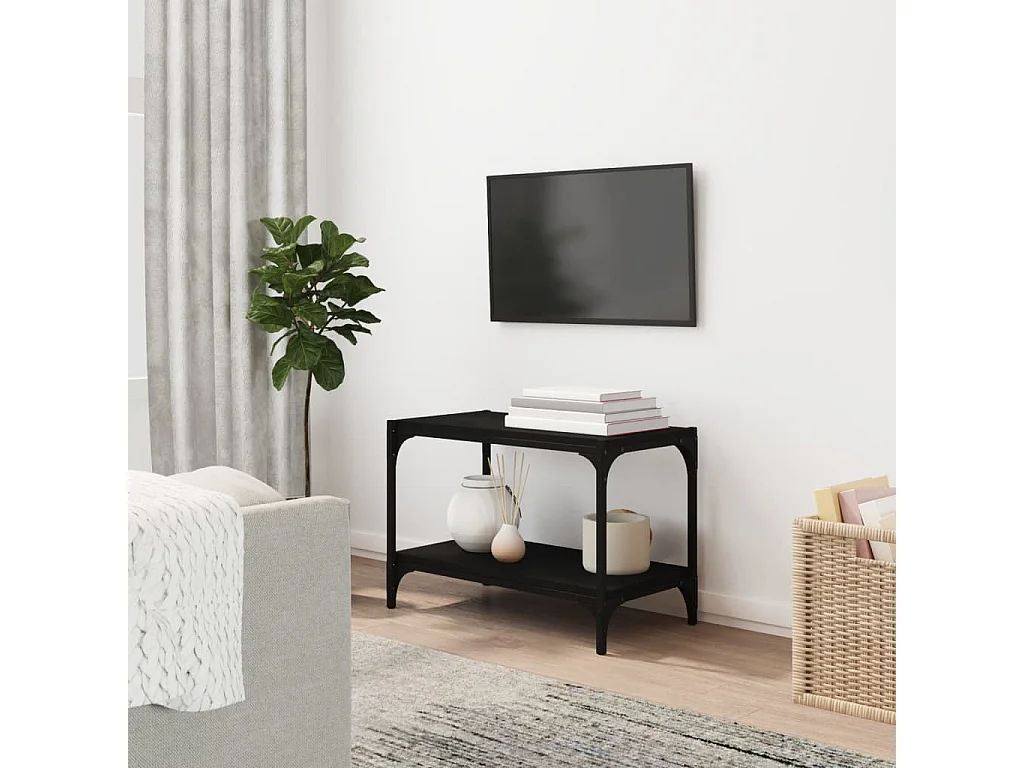 Foster City  Mueble para TV madera contrachapada y acero negro 60x33x41 cm