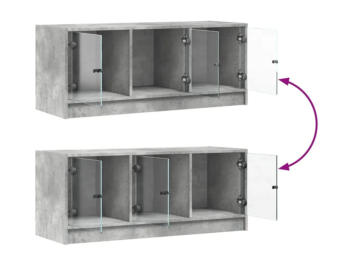 Ilgar  Tv-meubel met glazen deuren 102x37x42 cm betongrijs