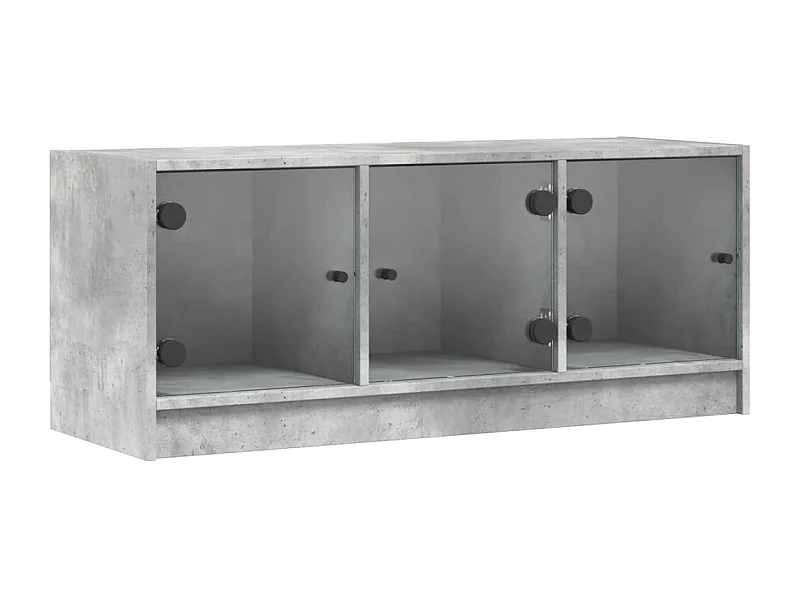 Ilgar  Mueble de TV con puertas de vidrio gris hormigón 102x37x42 cm