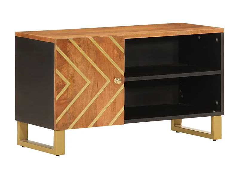 Garden Furniture -  Tv-meubel 80x31,5x46 cm massief mangohout bruin en zwart
