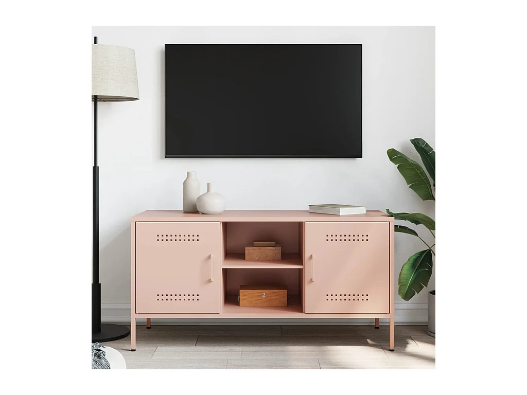 Lampasas  Tv-meubel 100,5x39x50,5 cm staal roze