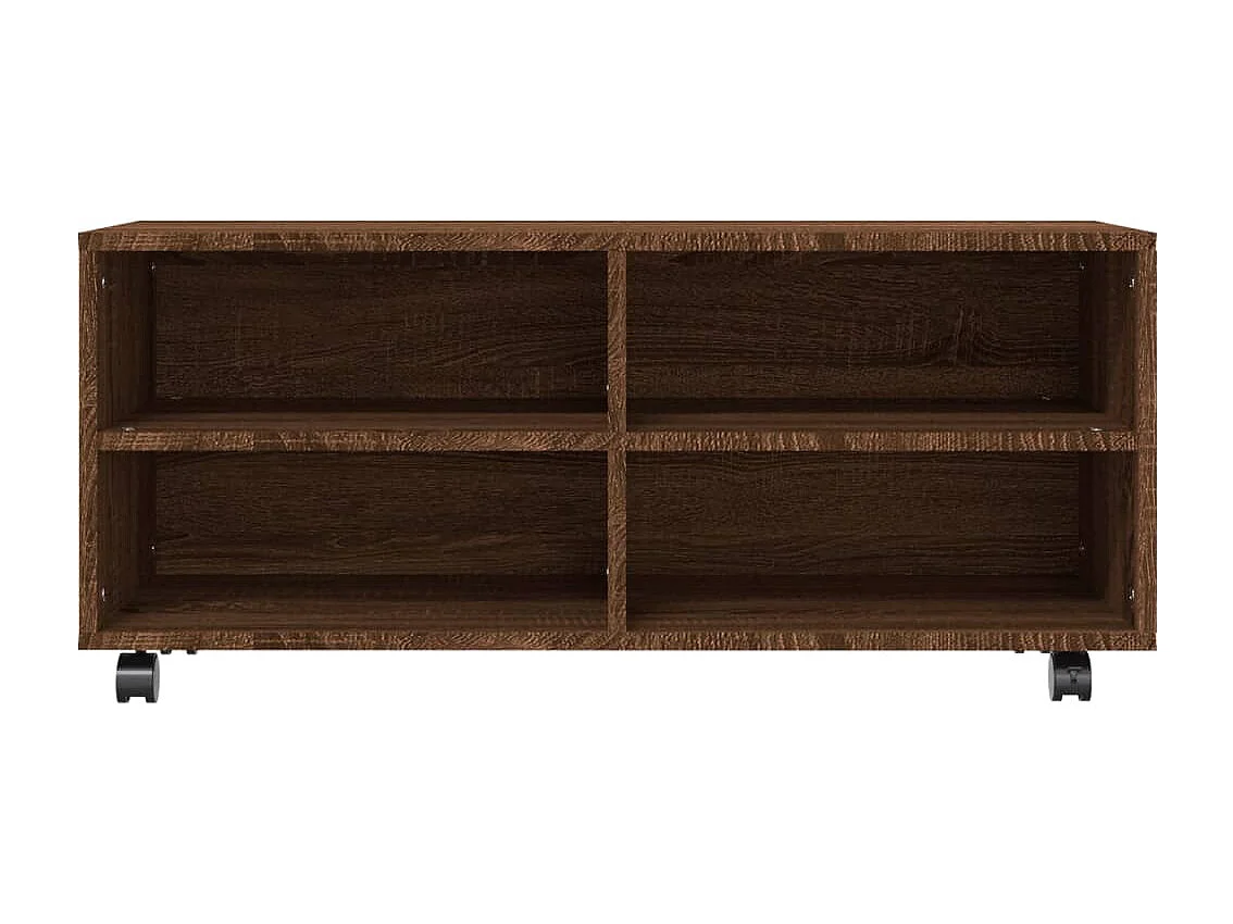 Yron  Meuble TV sur roulettes Chêne marron 90x35x35cm Bois ingénierie