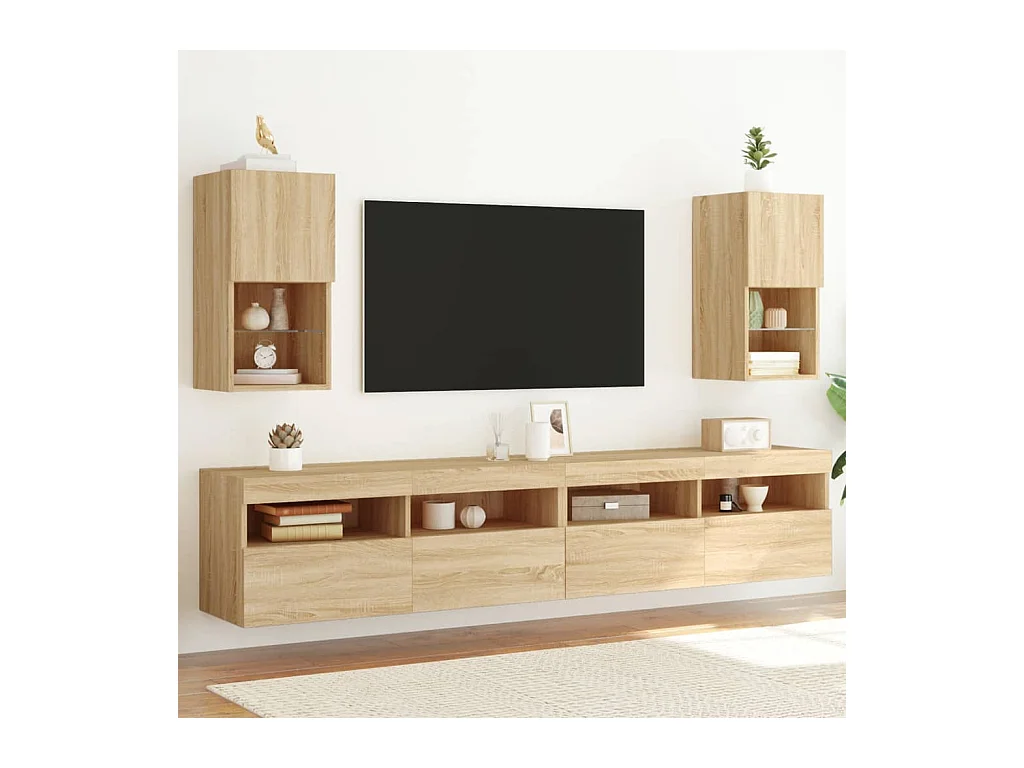 Almar  Meubles TV avec lumières LED 2 pcs chêne sonoma 30,5x30x60 cm