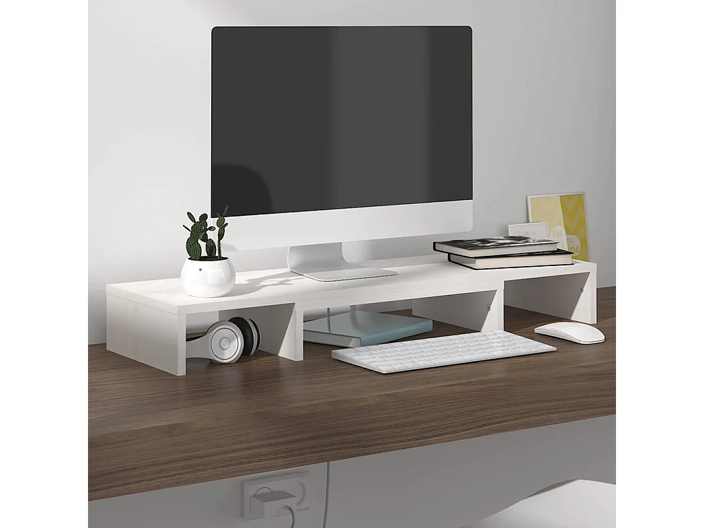 Prolenta Premium -  Support de moniteur Blanc 80x24x10,5 cm Bois de pin solide