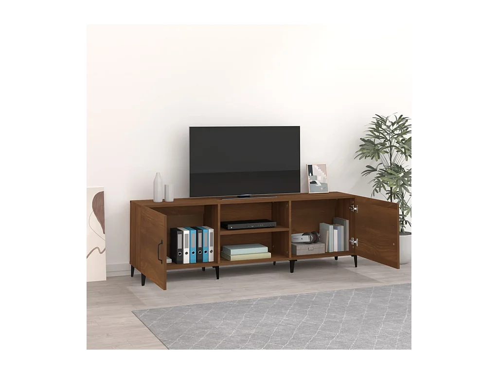 Aglish  Tv-meubel 150x30x50 cm bewerkt hout bruin eikenkleur