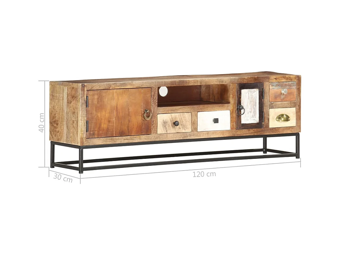 Garden Furniture -  Mueble para TV de madera maciza reciclada 120x30x40 cm