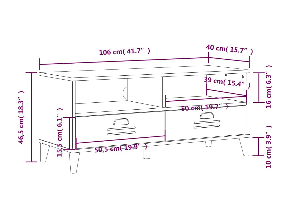 Paolo Emilio  Tv-meubel VIKEN bewerkt hout antracietgrijs