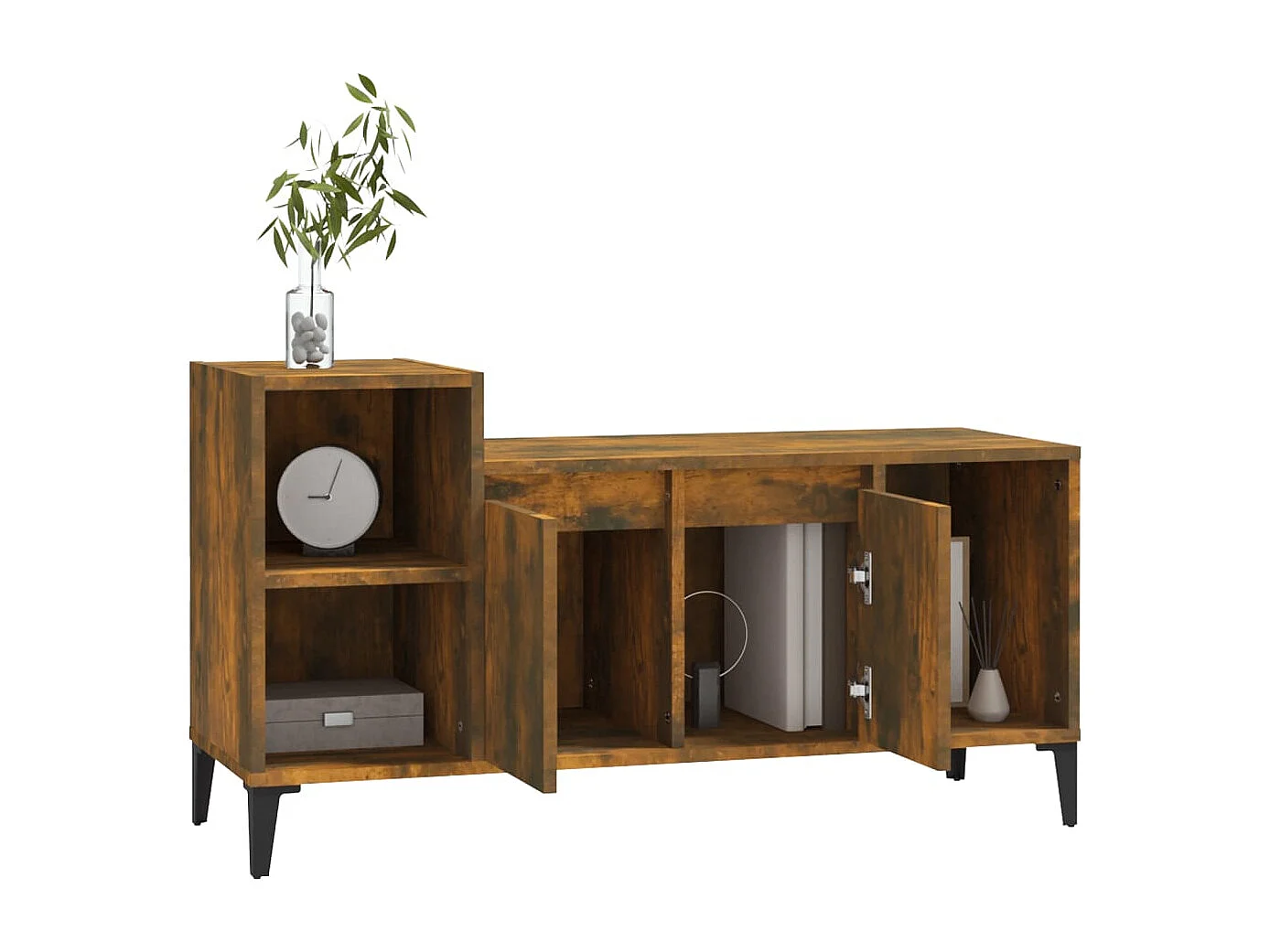 Fornir  Meuble TV Chêne fumé 100x35x55 cm Bois d'ingénierie