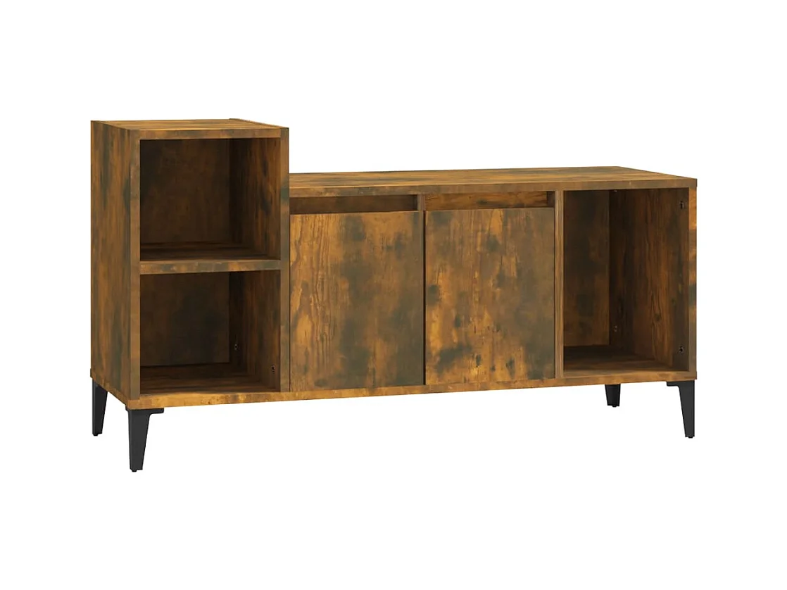 Fornir  Tv-meubel 100x35x55 cm bewerkt hout gerookt eikenkleurig