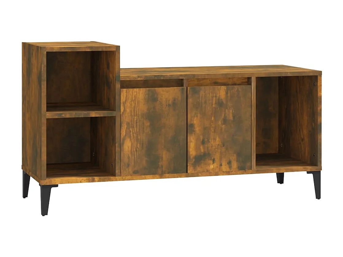 Fornir  Meuble TV Chêne fumé 100x35x55 cm Bois d'ingénierie