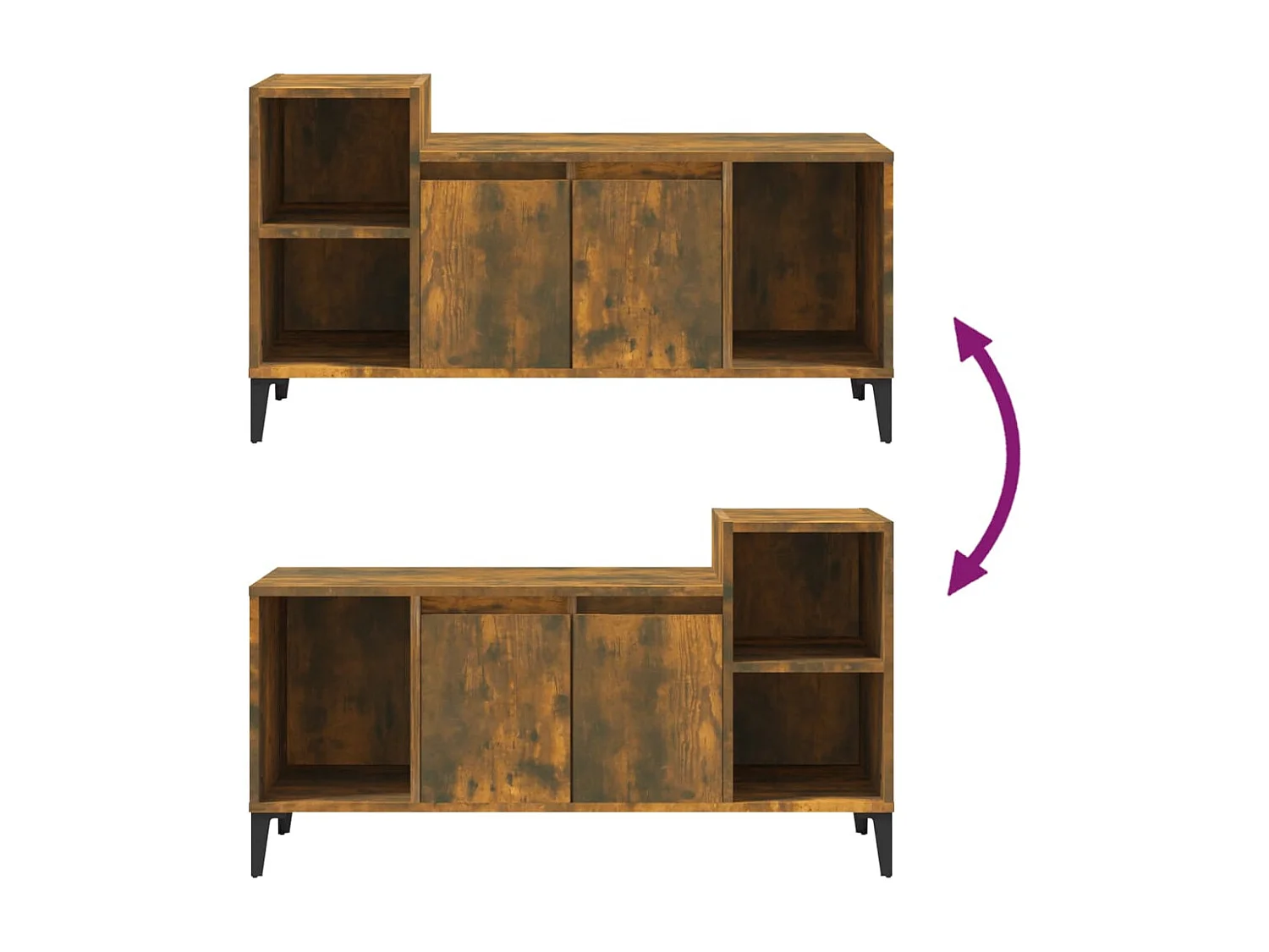 Fornir  Meuble TV Chêne fumé 100x35x55 cm Bois d'ingénierie