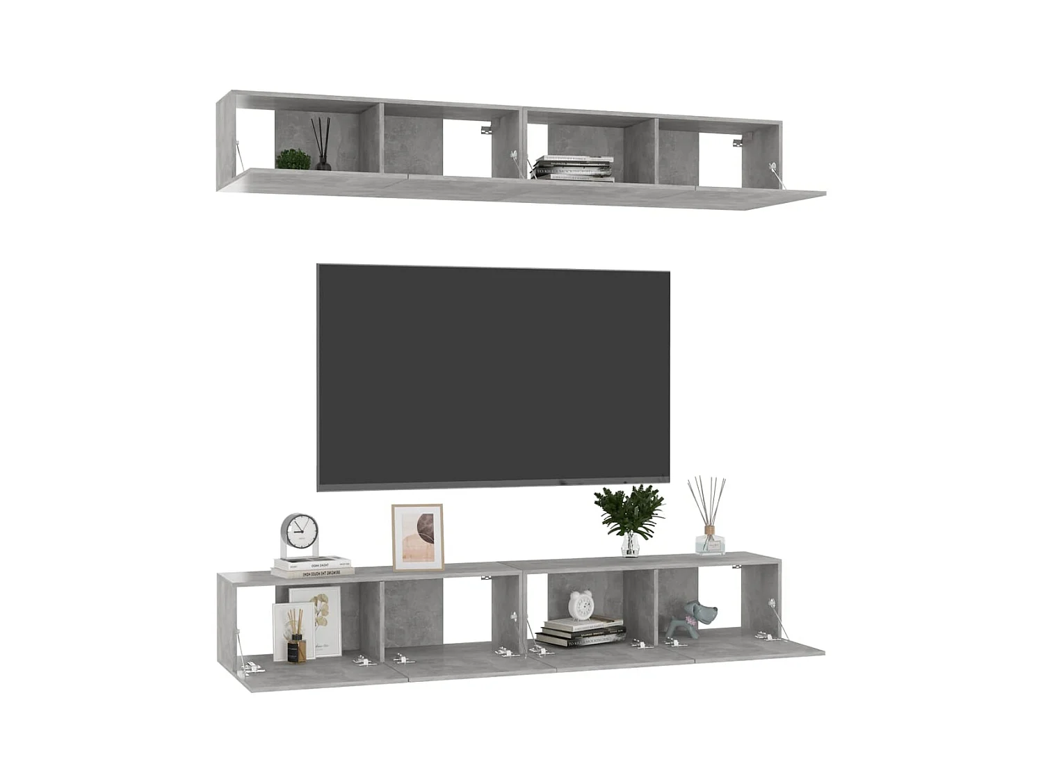 Sultan  Meubles TV 4 pcs Gris béton 100x30x30 cm Bois d'ingénierie