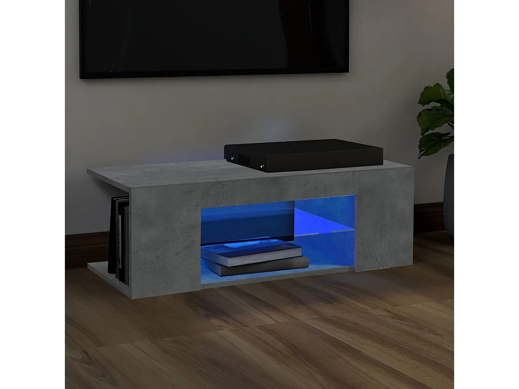 Crijn  Meuble TV avec lumières LED gris béton 90x39x30 cm